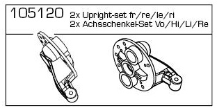 105120 - 2 x Achsschenkel-Set vo+hi li+re