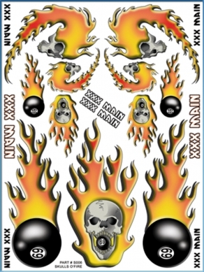 XS006 - Skulls on Fire Aufkleberbogen