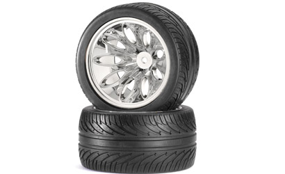 Artikel Bild: 500900052 - Truggy Reifen On-Road auf Chromfelge Carson 2 Stck