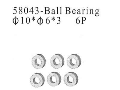 Artikel Bild: 58043 - Ball Bearing 6x3 (10 Stck)
