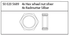 205689 - Radmutter silber 4Stck