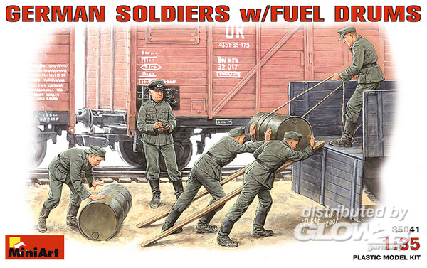 35041 - Deutsche Soldaten mit Benzinfässern