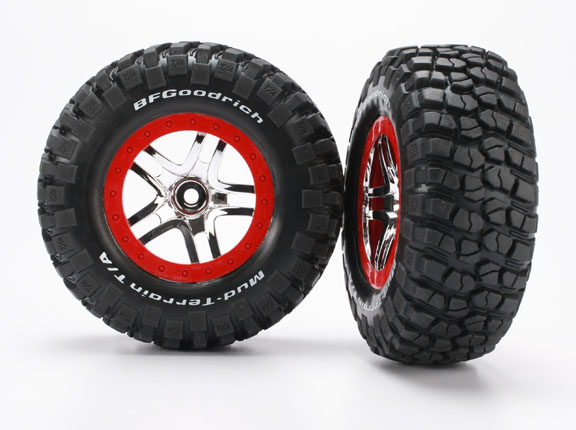 Artikel-Bild-291873 - Reifen auf Felge rot 4WD/2WD hinten 