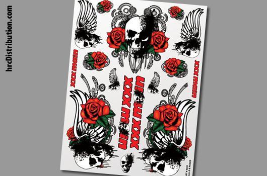 Artikel-Bild-XS033 - Skulls+Roses Aufkleberbogen