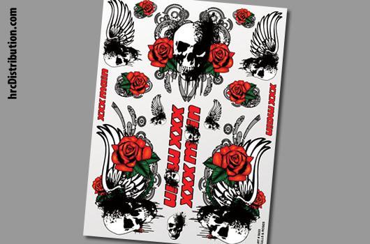 Artikel-Bild-XS033 - Skulls+Roses Aufkleberbogen